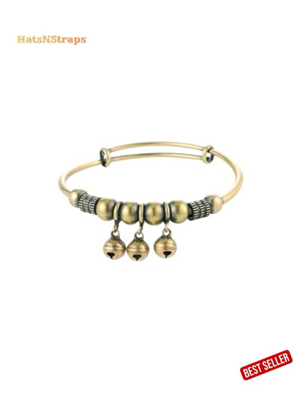 Vintage Bell Bracelet Women Bronze Adjustable Bangle Boho Ethnic Charm